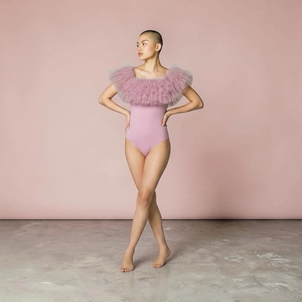 Free People Intimately Big Love Tulle Ruffles Off Shoulder Thong Bodysuit Small